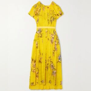 JASON WU COLLECTION Crinkle Chiffon Midi Dress | Silk Floral Romantic Size 6